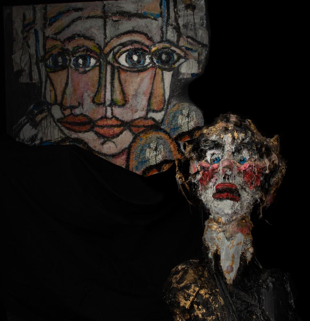 Priamos und Hekabe (2). Skulptur und Gemälde von Jos Letschert